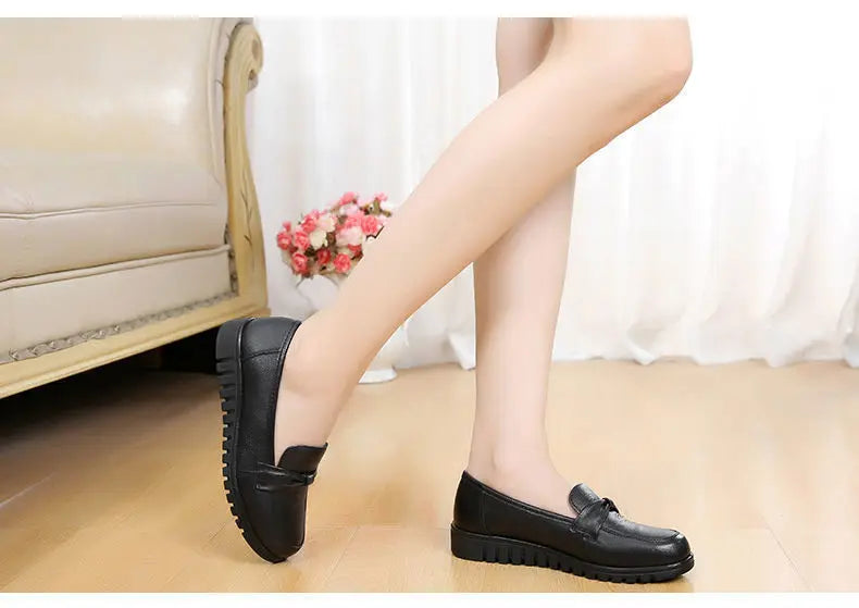 Women Shoes Low Top Round Toe Loafers Waterproof Moccasin Solid Color Versatile Casual Flat Shoes for Women