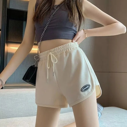 Women Casual Drawstring Sports Shorts Summer Thin High Waist Yoga A-line Shorts Loose Women Running Straight Trousers