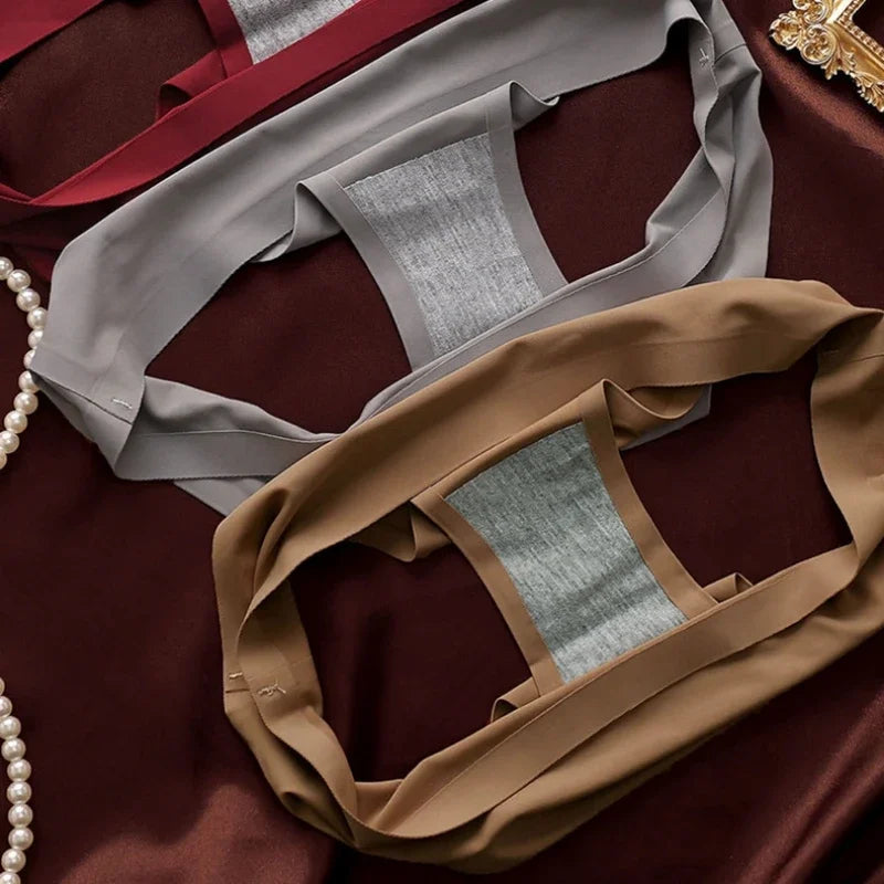 New 4PCS/Set Seamless Panties Women Sexy Underwear Ice Silk Underpants Low Waist G-string Female Soft Solid Ultra-thin Briefs