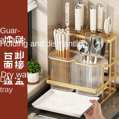 Kitchen knife rack, chopstick holder, wall-mounted multifunctional countertop, cutting board, and tool storage rack