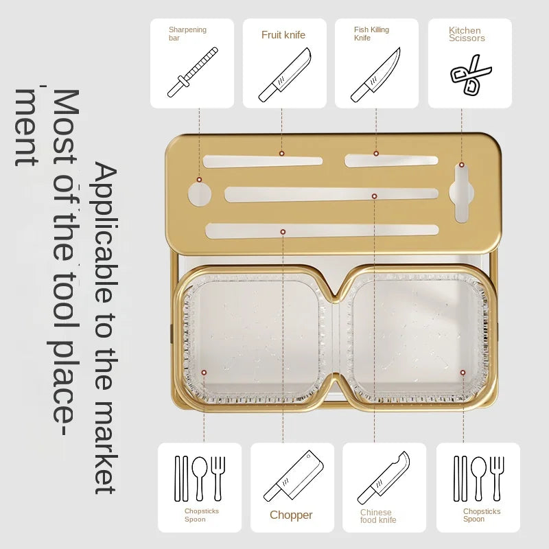 Kitchen knife rack, chopstick holder, wall-mounted multifunctional countertop, cutting board, and tool storage rack