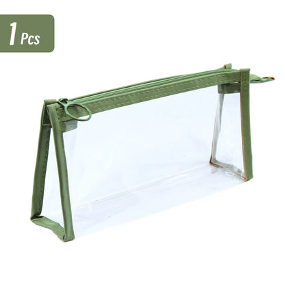 Transparent Triangular Pencil Case Large Capacity Simple Pen Bag Kawaii Cosmetic Bag School Study Stationery Office Supplies