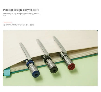 Mechanical Pencil Set 2.0 mm with 2B Black/Colors Lead Refill For Writing Sketching Art Drawing Painting School Automatic Pencil