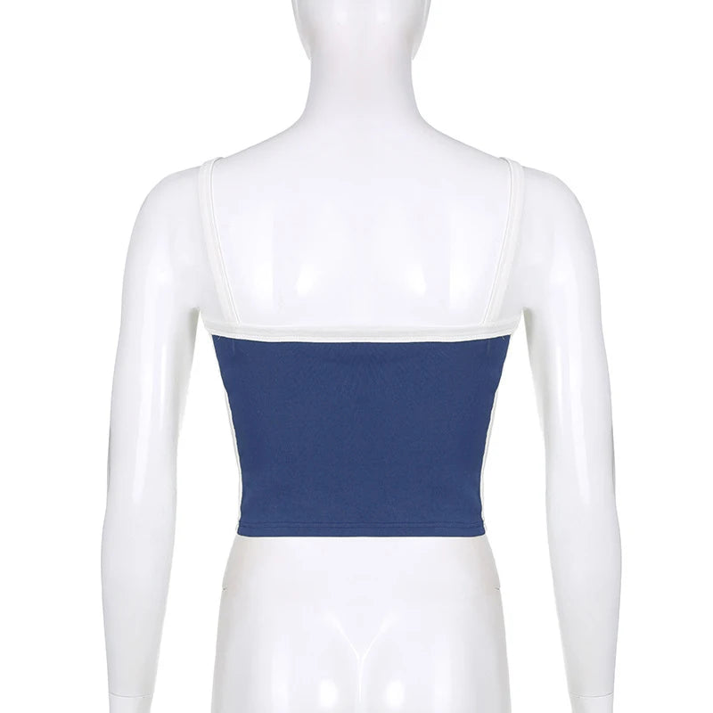 Sleeveless Knitted Crop Tops Green Sexy Basic Patchwork 2023 Summer Casual Cami Backless Y2k Vintage Tank Top Women