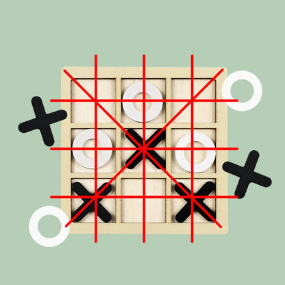 Wooden XO Tic Tac Toe Game Mini Chess Board Interaction Puzzle Training Montessori Educational Toys Gift for Kids Boy Girl