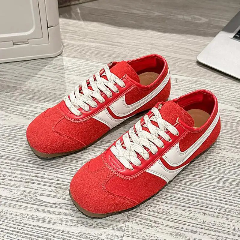 Shoes for Women 2025 Spring Autumn New Genuine Leather Ladies Moral Training Vulcanized shoes Retro Casual Flat Women's Sneakers
