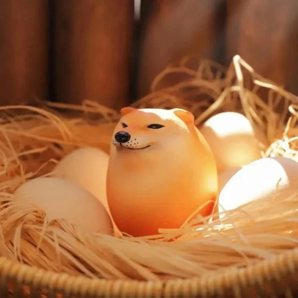 2025NEWCreative Shiba Inu Realistic Egg Shape PVC Desk Decor Dog & Egg Union Decorations For Home Offices Fun Christmas Gifts