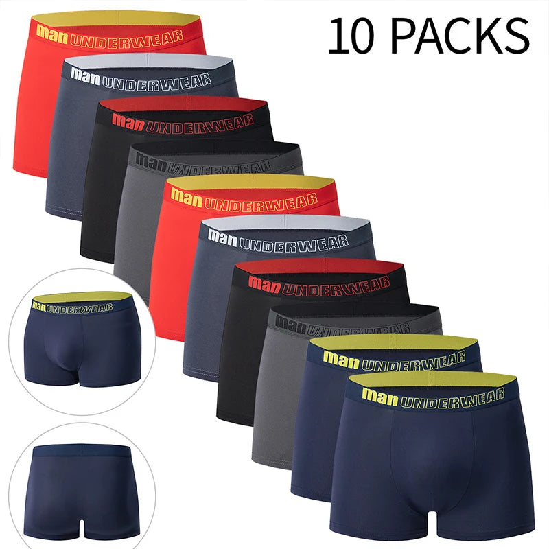 4/10 Pack Teenagers To Adults Parent-child Boyshort Simple Fashion Multi-size Shorts Men's Comfortable Underwear Elastic Waist P