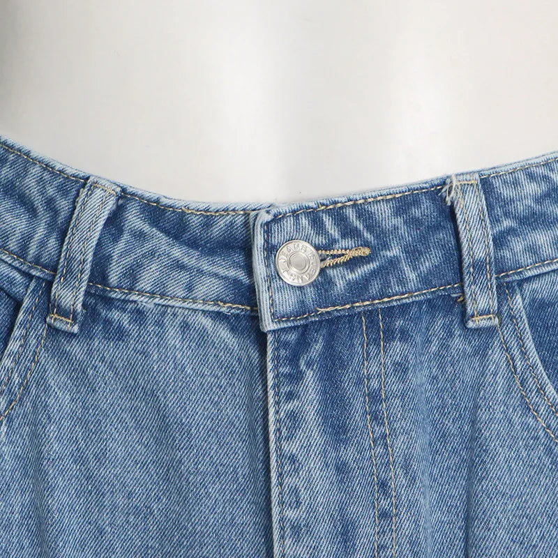 Trendy Women's Denim Workwear | Street Style Black & Grey Multi-Pocket Jeans | American Casual High-Waist Functional Design