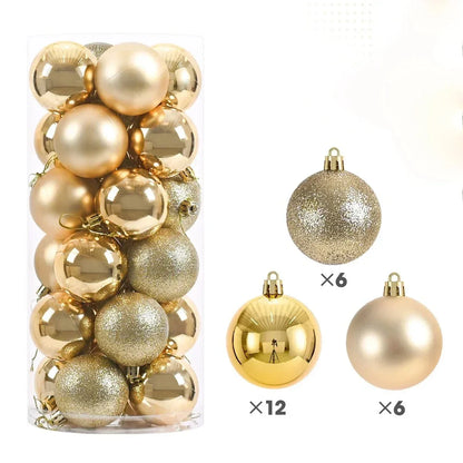 24Pcs 3/4/6CM Christmas Balls Decoration Christmas Tree Hanging Ornaments for Party Decor New Year Navidad Gift 2026 Accessories
