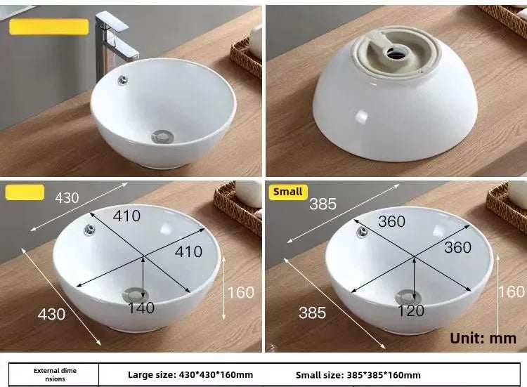 Bathroom washbasin Balcony washbasin Round size two models excluding faucet Sold separately ceramic pedestal washbasin