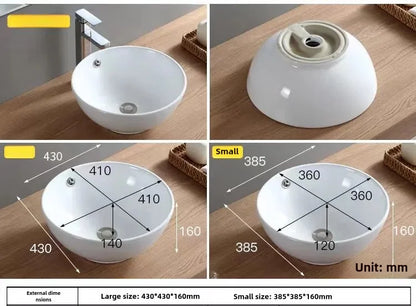 Bathroom washbasin Balcony washbasin Round size two models excluding faucet Sold separately ceramic pedestal washbasin