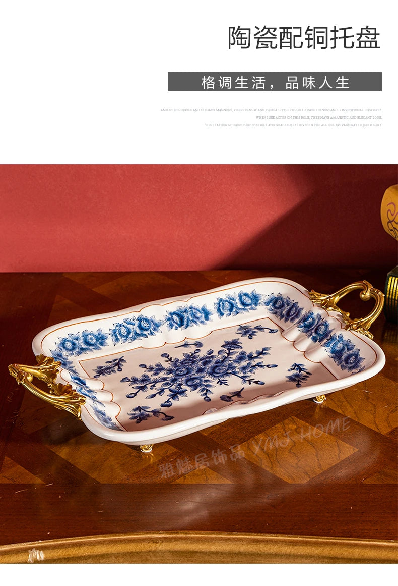 Kitchen Unique Plate Organizer Modern Design Aesthetic Plates Art Fashionable Bandeja Decorativa Centro De Mesa Home Accessories