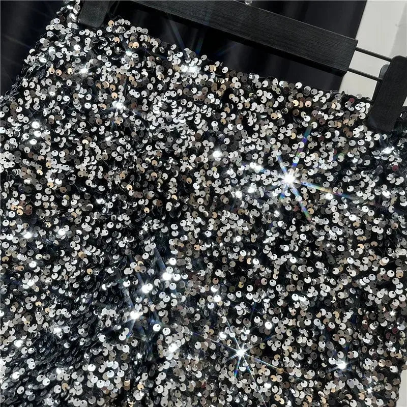 New Autumn Black Velvet Shorts Women Sequined Shiny Versatile Short Pants Clubwear Shorts Hot Pants High Street