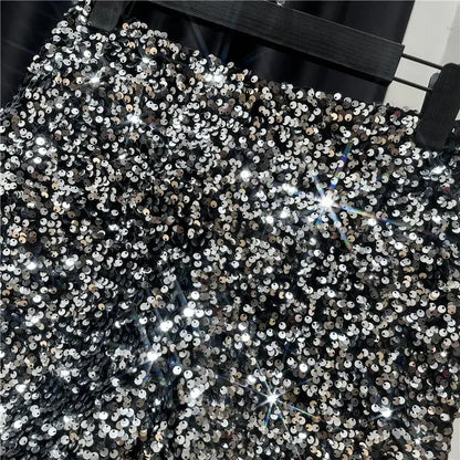 New Autumn Black Velvet Shorts Women Sequined Shiny Versatile Short Pants Clubwear Shorts Hot Pants High Street