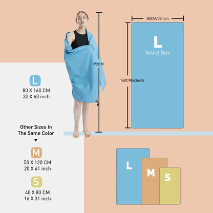 منشفة من الألياف الدقيقة، منشفة سريعة الجفاف، منشفة سفر، منشفة رياضية، منشفة شاطئ، منشفة ناعمة وخفيفة الوزن مقاومة للرمال، للسباحة واليوغا وصالة الألعاب الرياضية