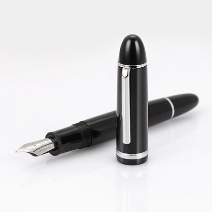 JinHao X159 Acrylic Black Fountain Pen Metal Clip Extended Fine Nib F 0.5mm for business office and school stationery gifts