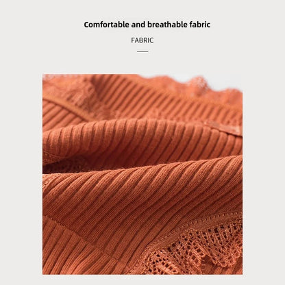 4 Pcs Lace Wavy Trim Bikini Panties, Comfy & Breathable Elastic Intimates Panties, Women's Lingerie & Underwear