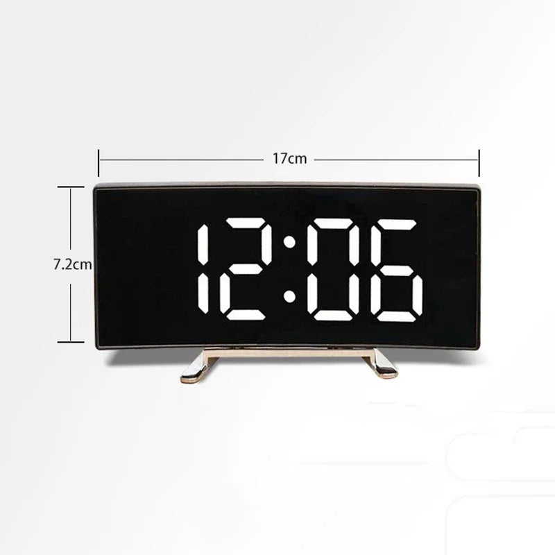 LED Curved Screen Luminous Electronic Clock Mirror Clock Living Room Large Screen Alarm Clock Home Decoration
