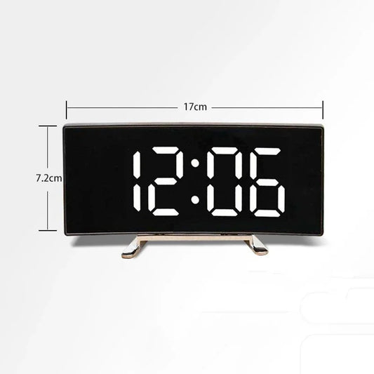 LED Curved Screen Luminous Electronic Clock Mirror Clock Living Room Large Screen Alarm Clock Home Decoration