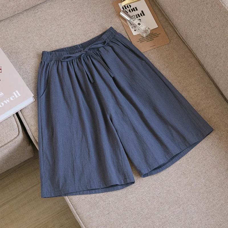 2024 Women Cotton Shorts,Summer Casual Solid Two Pockets shorts high waist loose shorts for girls Soft Cool female shorts
