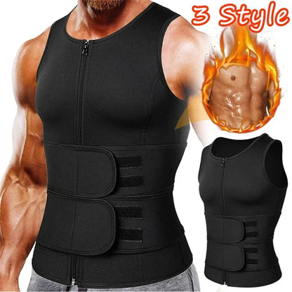 Men's Compression Sweat Sauna Vest New Slimming Suit For Students Waist Belts Body Shaper Tank Top For Workout Fitness Gym
