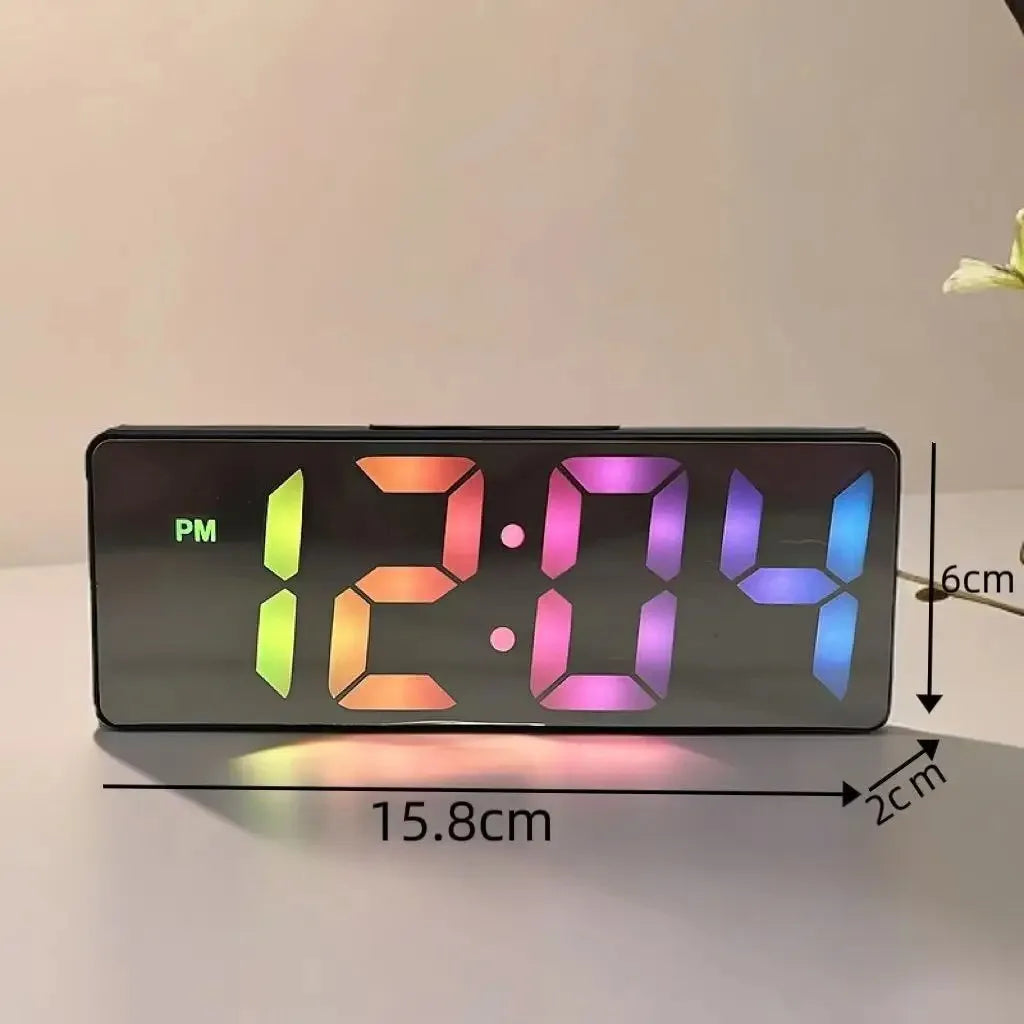 Digital Clock LED Wake Up Light Alarm Clock Bedroom Electronic Desktop Clock With Temperature Display Adjustable Brightness.