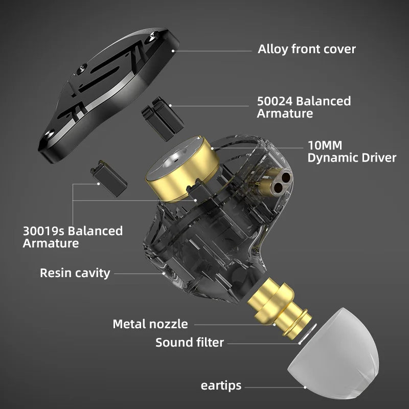 KZ Zs10 pro X Ring Iron Headphones In-ear HIFI High-quality fever-level interchangeable running.