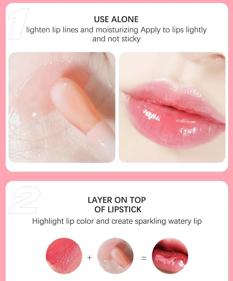 Crystal Jelly Moisturizing Lip Oil Plumping Lip Gloss Makeup Sexy Plump Lip Glow Oil Tinted Lip Plumper 6ml 1 Piece