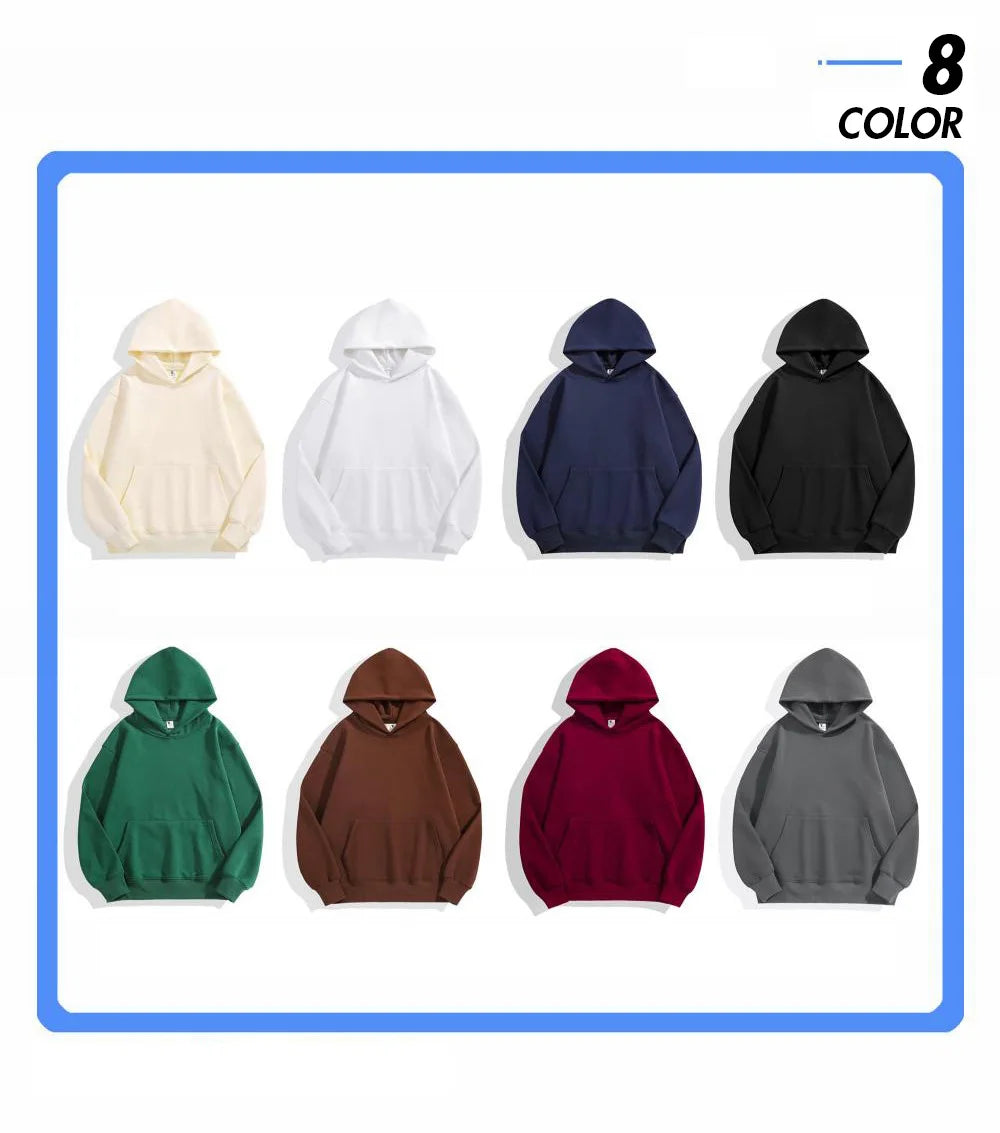 16.9oz 480gsm Heavy Weight Cotton Plus Velvet Hooded Sweater Men Thickened Tight Polar Fleece Pullover Hoodie Women Sweatshirt
