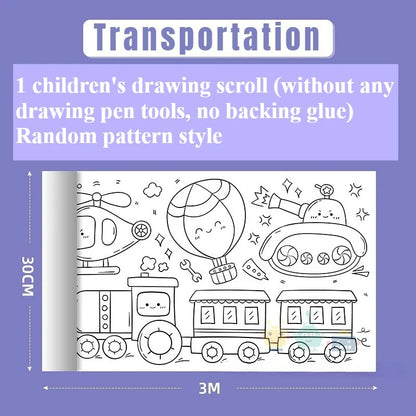 300CM DIY Drawing Roll Sticky Color Filling Paper Graffiti Scroll Coloring Roll Kids DIY Painting Educational Toys For Children