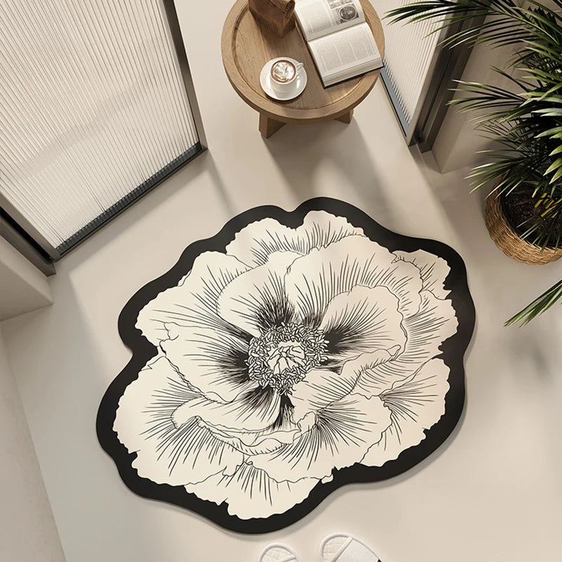 Bathroom Floor Mat Water-absorbing Non-slip Dirt-resistant Carpet Flower Diatom Mud Special-shaped Rug Door Home Decoration Mats