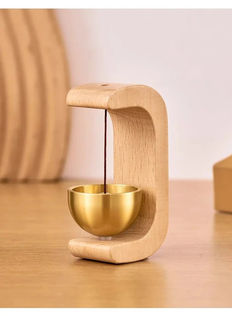 Dopamine Wind Chime Magnetic Indoor Wind Chime, Oak Material Doorbell Copper Bell, Walnut Copper Trim Home Wind Chime Doorbell