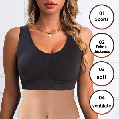 Women'S Seamless Bra For Women Crop Top Black Vertical Stripe Breathable Sports Bra Fitness Tube Tops Yoga Underwear Sports Bra