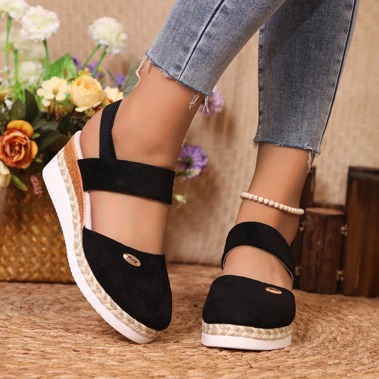 Women's Shoes 2024 Brand Closed Toe Women's Sandals Hot Sale Casual Sandals Women Round Toe Slip on Wedges Platform Shoes Ladies