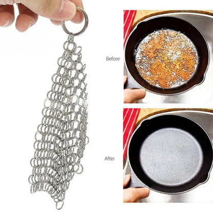 Kitchen Cleaning Ring Stainless Steel Cleaner Chainmail Scrubber Brush Pan Net Home Cookware Reusable Washing Net Cleaning Tool