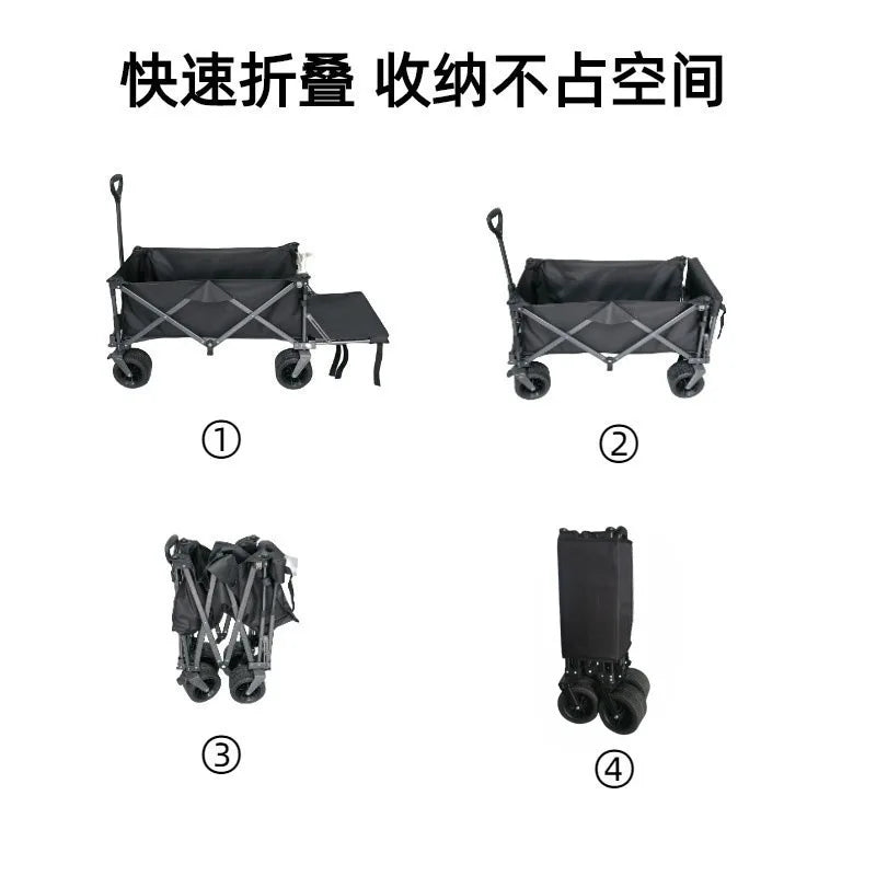 Outdoor camping vehicle, small trolley, camping cart, picnic folding trolley, grocery shopping trolley, small trailer, camper