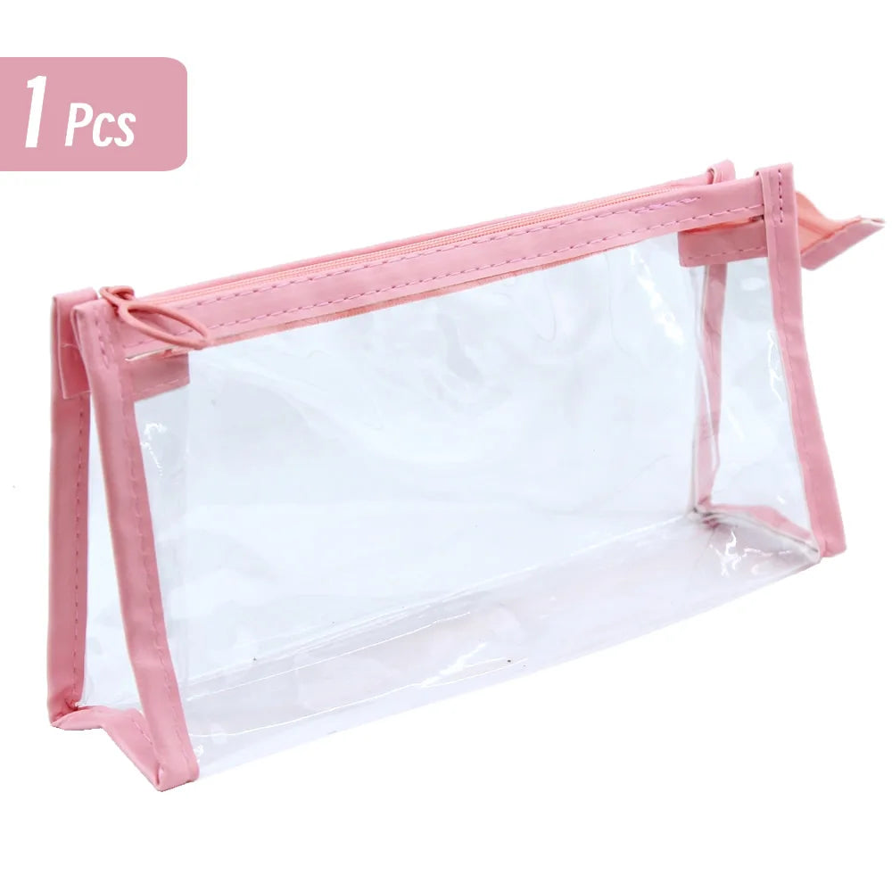 Transparent Triangular Pencil Case Large Capacity Simple Pen Bag Kawaii Cosmetic Bag School Study Stationery Office Supplies