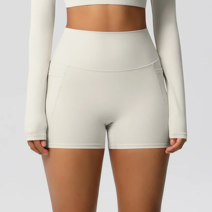 Women Sports Short With PocketedYoga Legging Shorts Squat Proof High Waist Fitness Tight Shorts Quick Drying Cycling Workout Gym