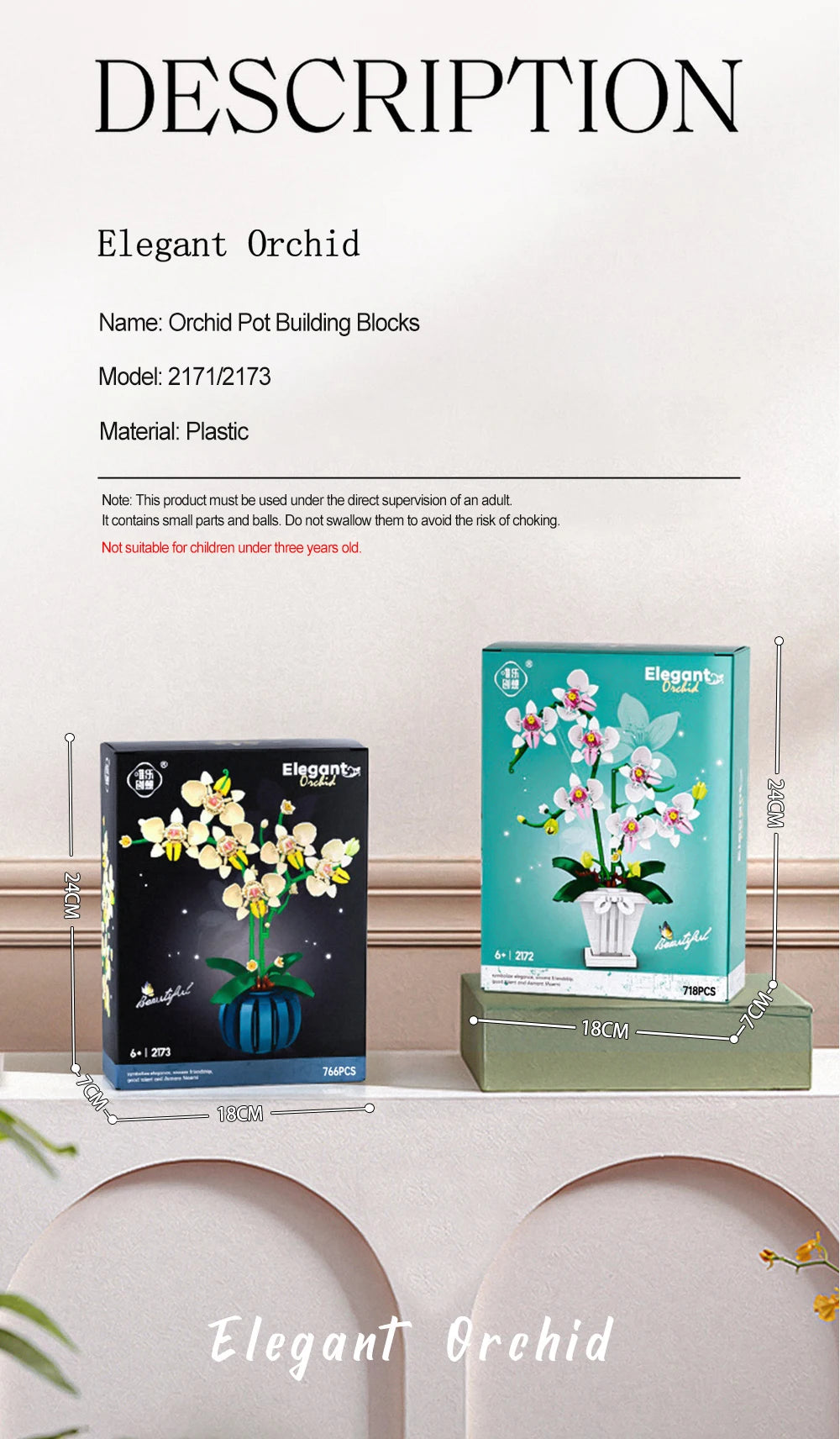 Building Blocks Orchid Flowers Bouquet Flower Blocks Bonsai Plant Model Bricks Romantic DIY Home Decoration Toy for Kids Gift