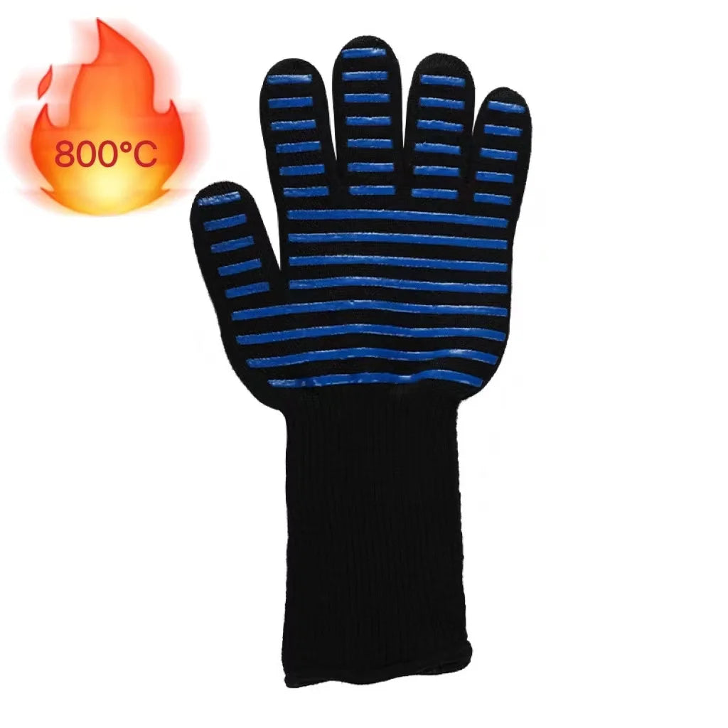 BBQ Gloves Silicone Heat-Resistant Glove Kitchen Microwave Oven Mitts 500 800 Degree Fireproof And Non-Slip Barbecue Gloves