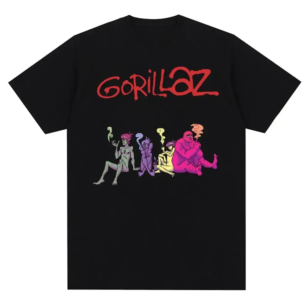 Music Band Gorillazs Punk Rock Print T Shirt - Mic Drop Doodle