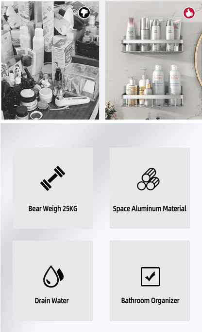 Bathroom Shelf Bathroom Towel Rack Shelves Wall Shower  Shampoo Rack No Drill Shelf Bathroom Tripod Storage Rack