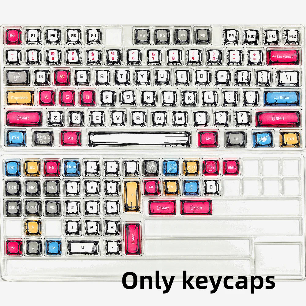 Comic-style mechanical keycaps