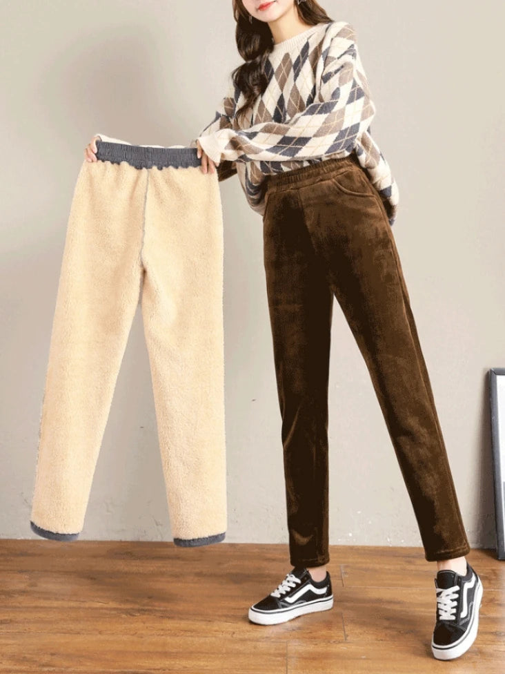 Plush Thick & Thin Casual Pants Corduroy Warm Pants Autumn Winter Leggings Harem Pants Trousers High Waist Women's Брюкиженские