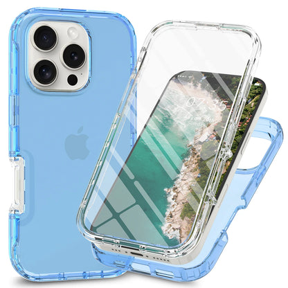Full Coverage Case for iPhone 16 Pro Max iPhone16 16Plus 16Pro Funda Transparent TPU/PC 360 Degree Armor Shockproof Phone Cover