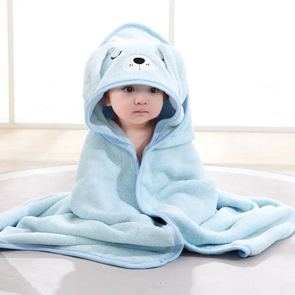 Bath Bathrobe Toddler Infant Towel Boy Girl Blankets Swaddle With Hood Cartoon Coral Fleece Towel Blanket Newborn Kids Bedding