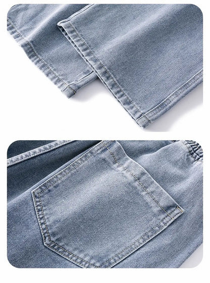 Dragging Streetwear Loose Jeans Men Korean Style Fashion Loose Straight Wide Leg Pant Men's Brand Clothing Black Light Blue Grey