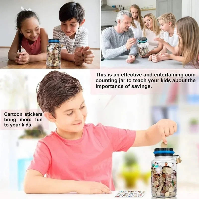 1PC Electronic Piggy Bank Counter Coin Digital LCD Counting Coin Money Saving Box Jar Coins Storage Box For USD EURO Money Gifts