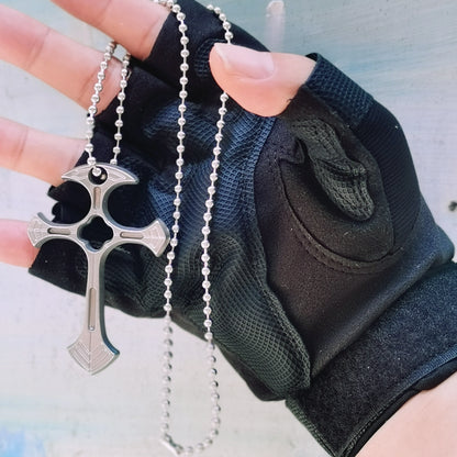 Cross Necklace For Men Self Defense Keychain Accessories With Beads Chain Pendants EDC Multi Tools Fashion Jewelry Cool Gadgets